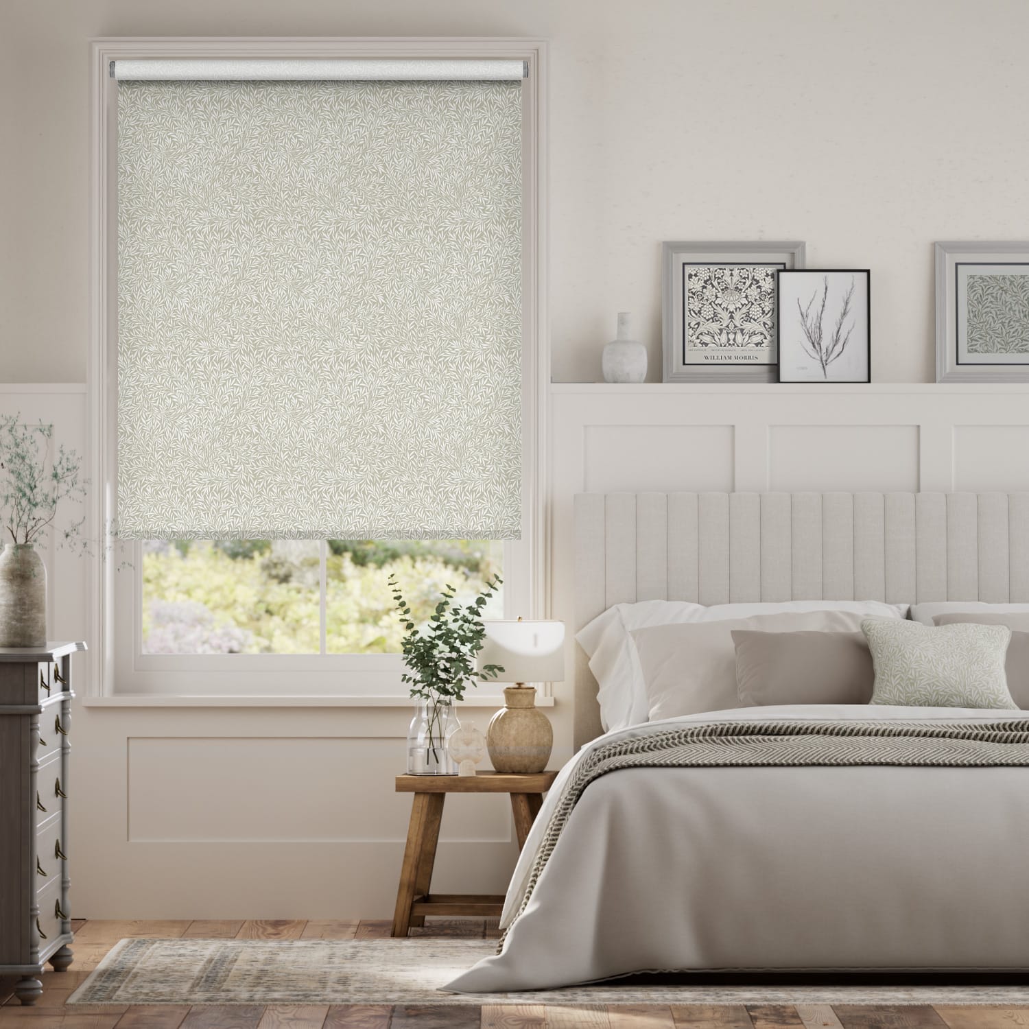 電動 ウィリアムモリス ウイロー ポーセリン ロールスクリーン