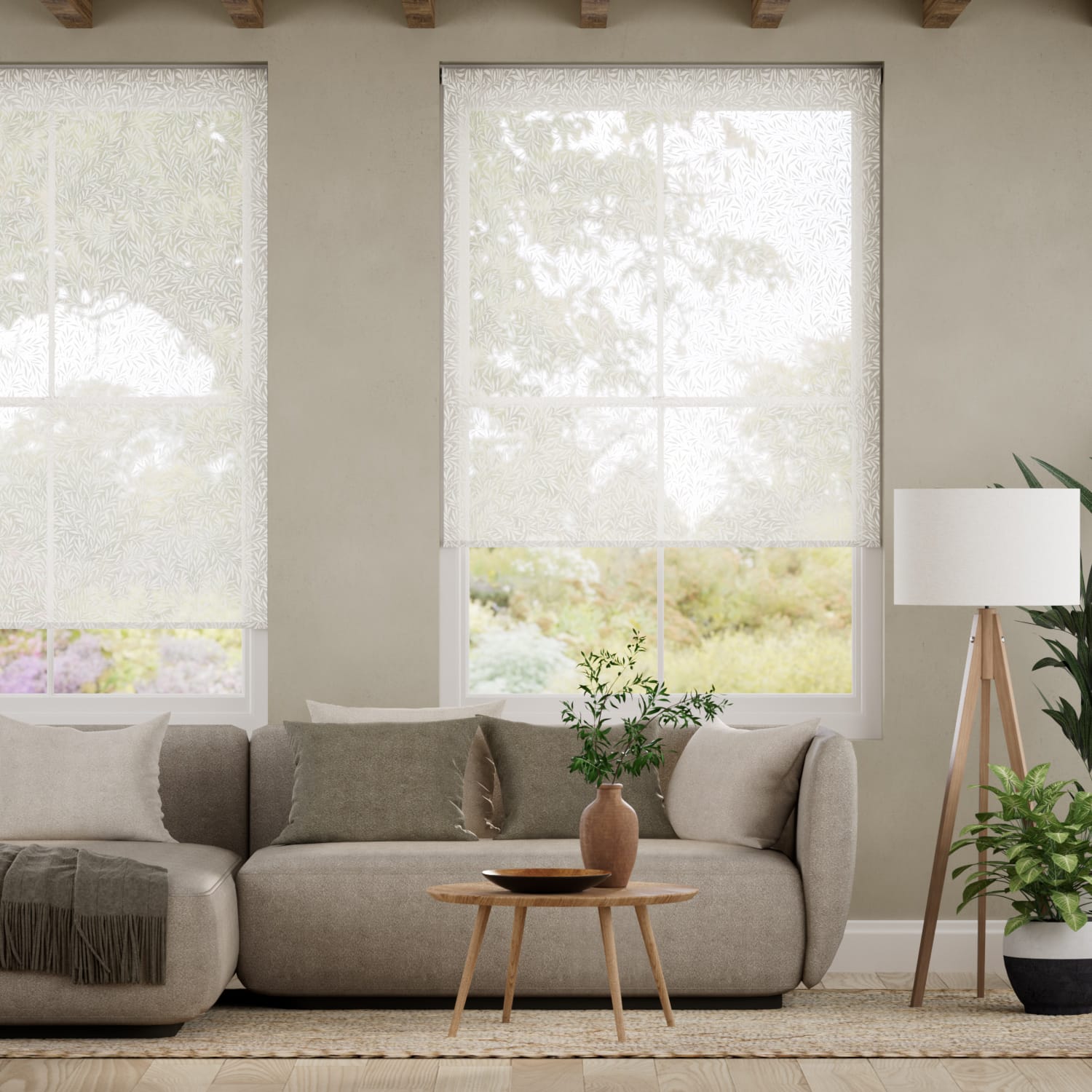 電動 ウィリアムモリス ウイロー ペブル ボイル ロールスクリーン