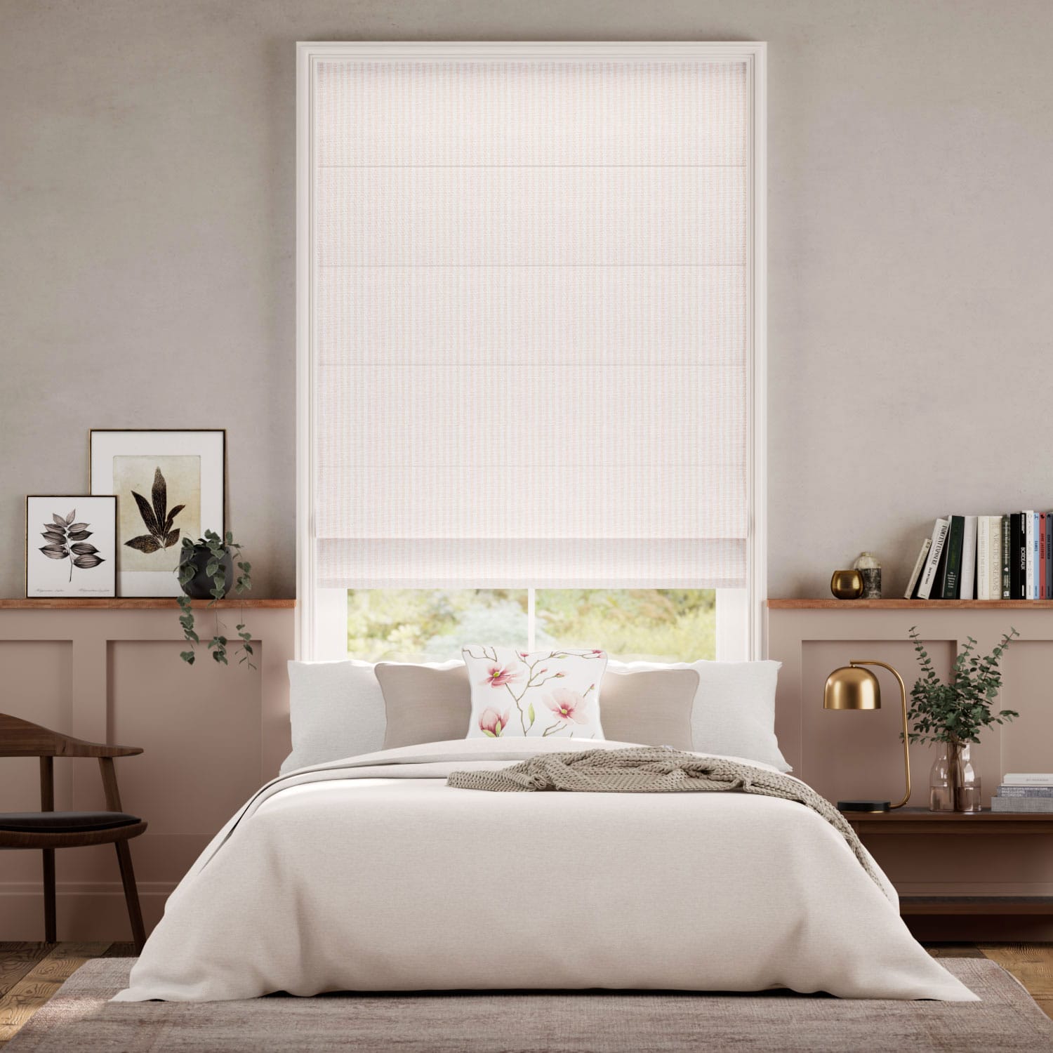 エラストライプ コンフェッティピンク ローマンシェード