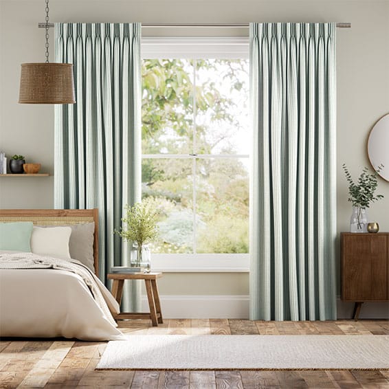 エラストライプ　ミント カーテン