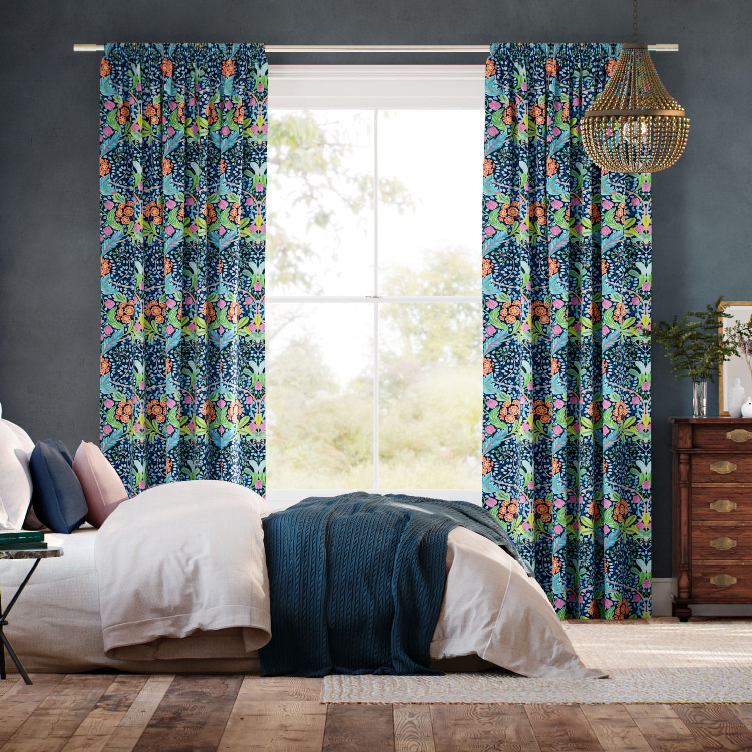 エルム・ハウス ナイトタイム・ブルー カーテン