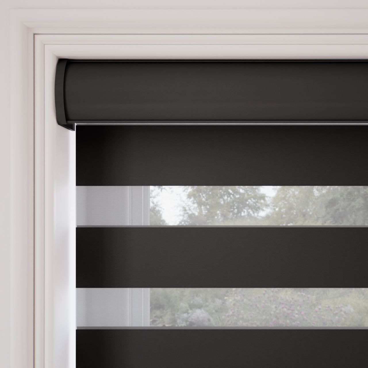 ゼブラ 遮光 チャコール 調光ロールスクリーン