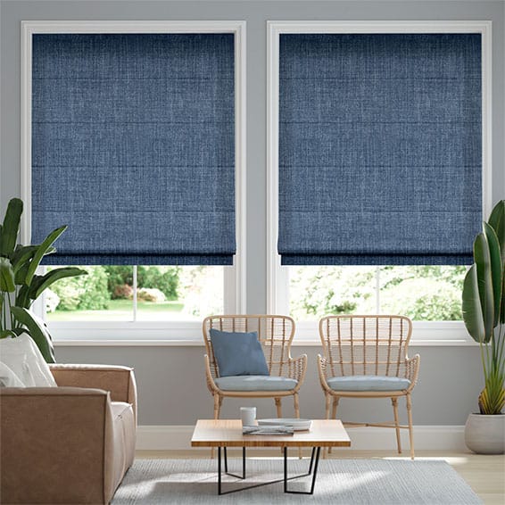 エタニティリネン　ホエールブルー ローマンシェード