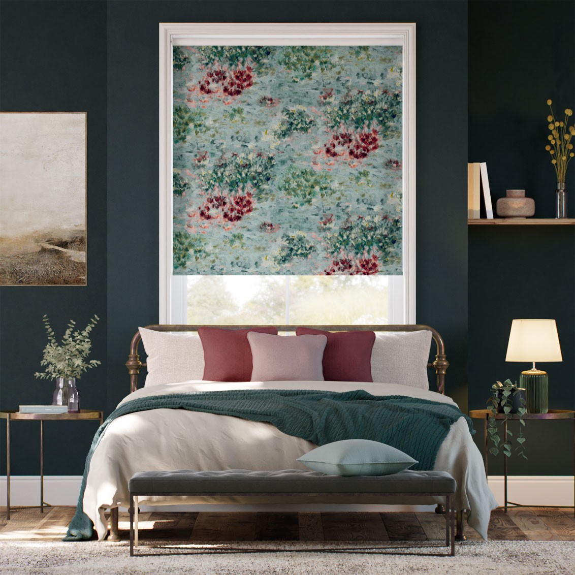 フィオレ ベルベット ダックエッグローズ ロールスクリーン