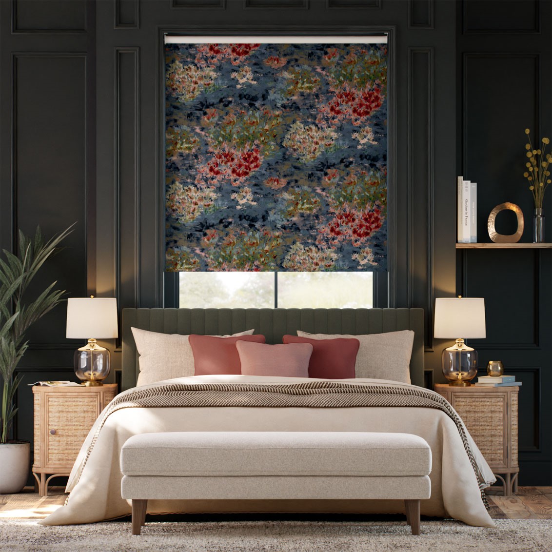 フィオレ ベルベット スレートブルー ロールスクリーン