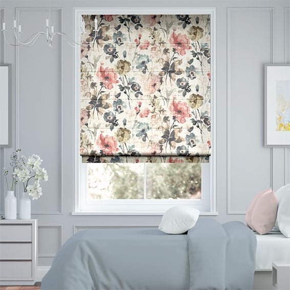 フィオリリネン　ビンテージローズ ローマンシェード