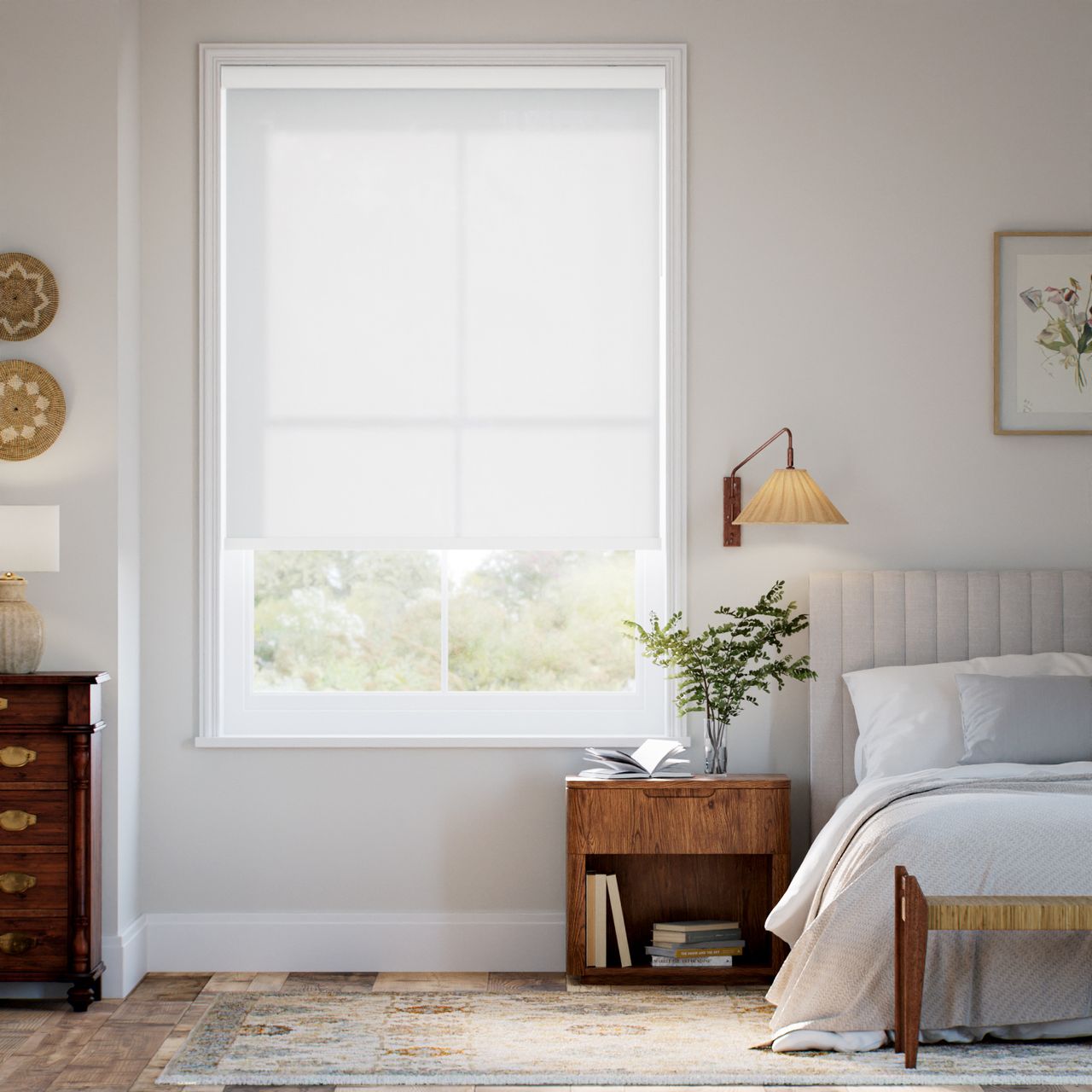 防炎 非遮光 ブルー ロールスクリーン