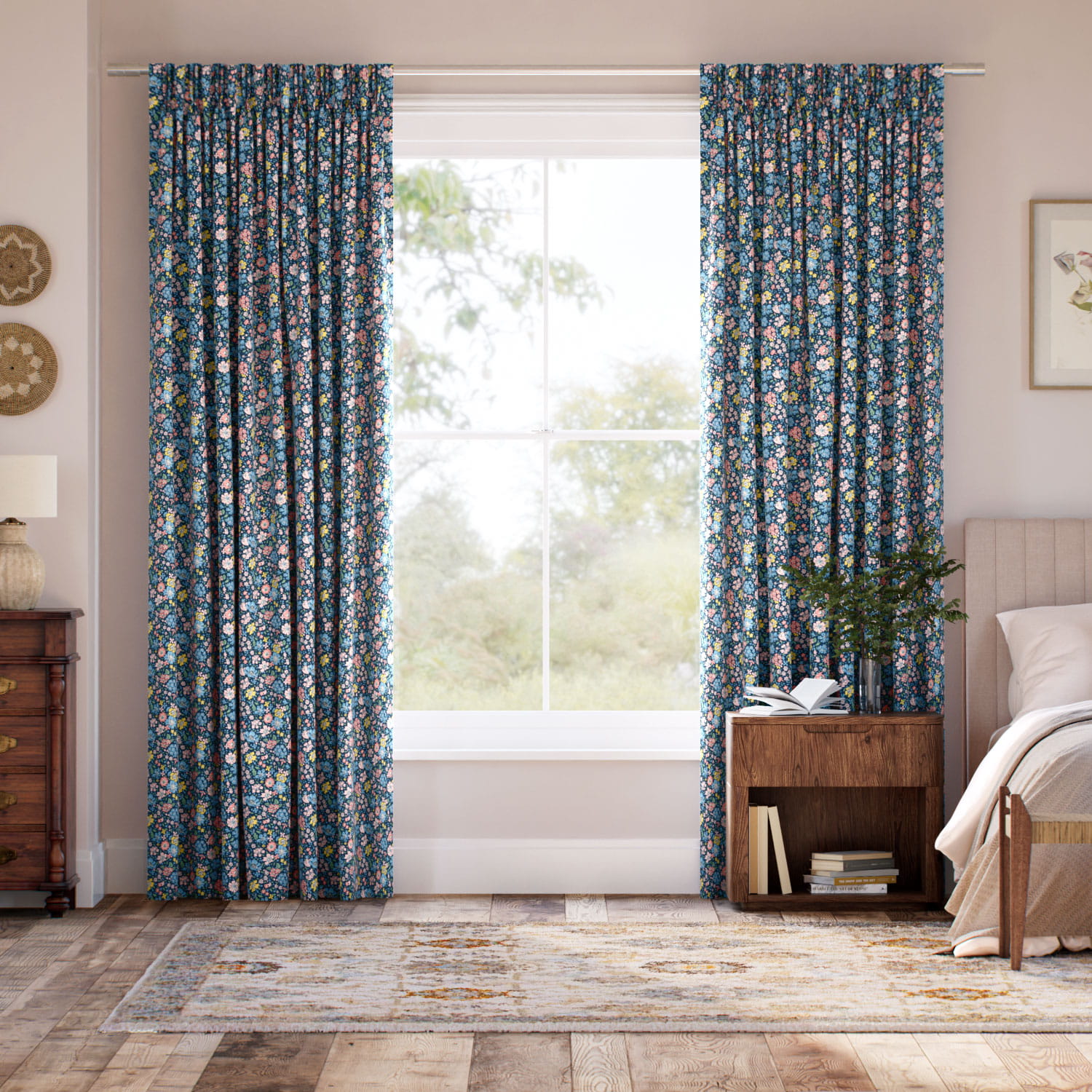 グレン・リヨン ネイビー カーテン