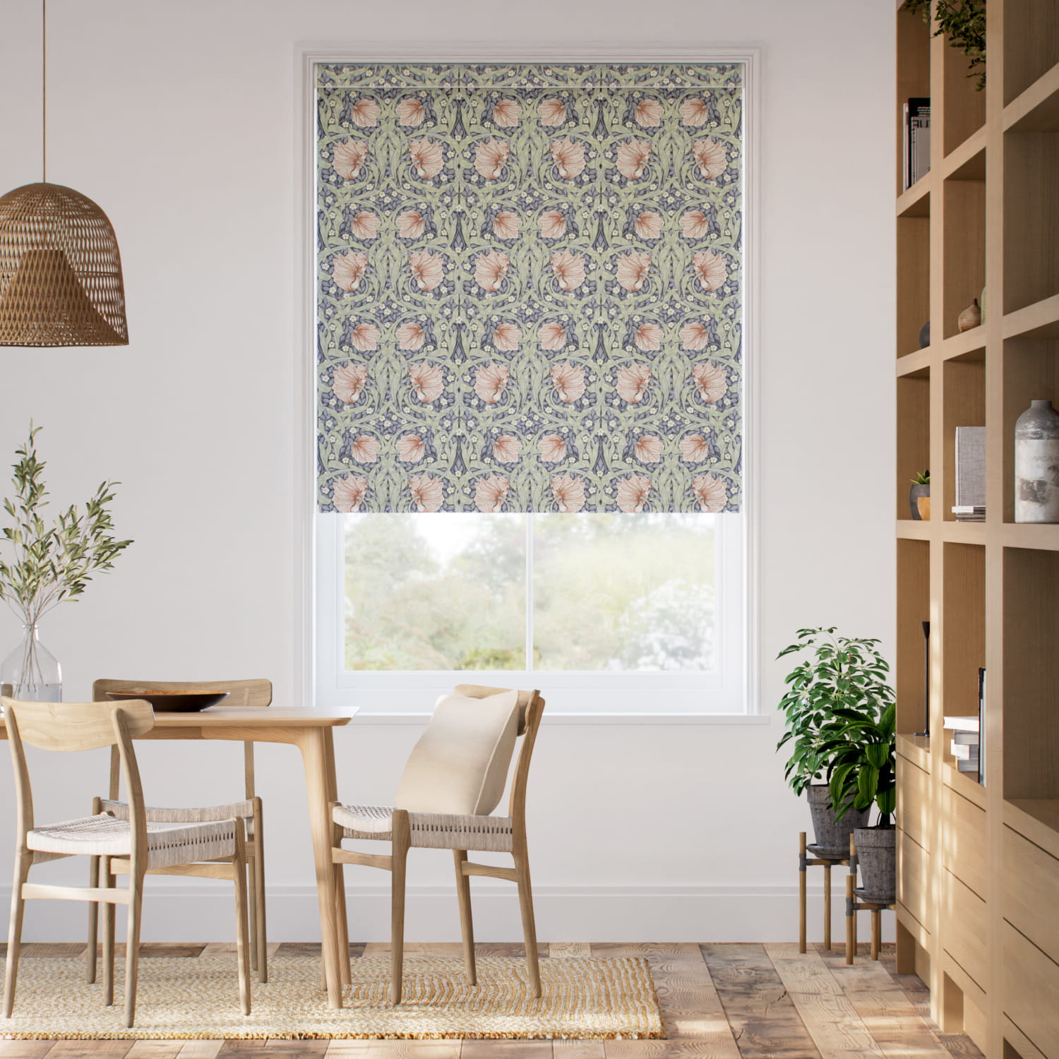 コードレス ウイリアムモリス　ピンパーネル　ブラッシュ ロールスクリーン