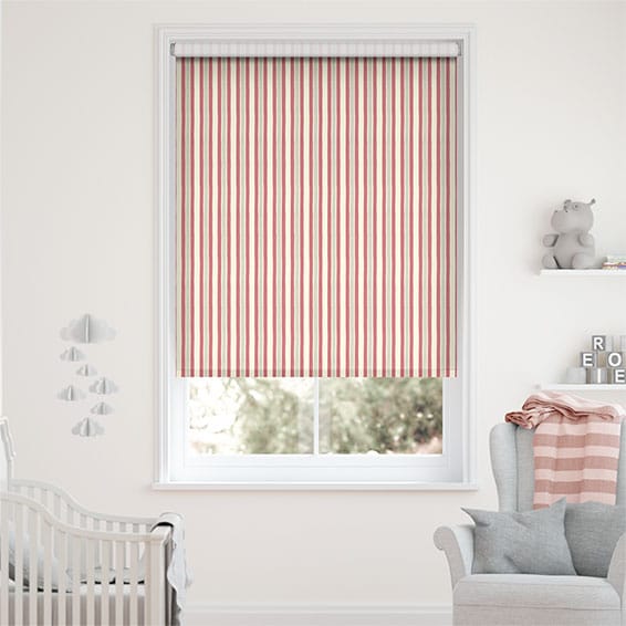 ハンドプリントストライプ　ローズピンク ロールスクリーン
