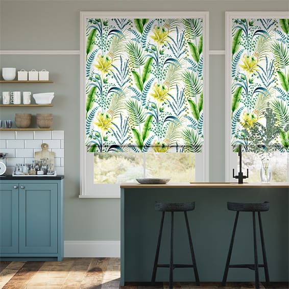 インキーボタニカル　リーフグリーン ローマンシェード