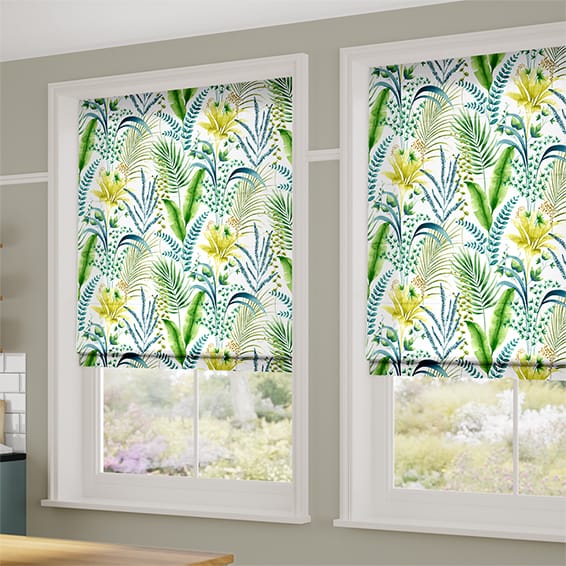 インキーボタニカル リーフグリーン ローマンシェード