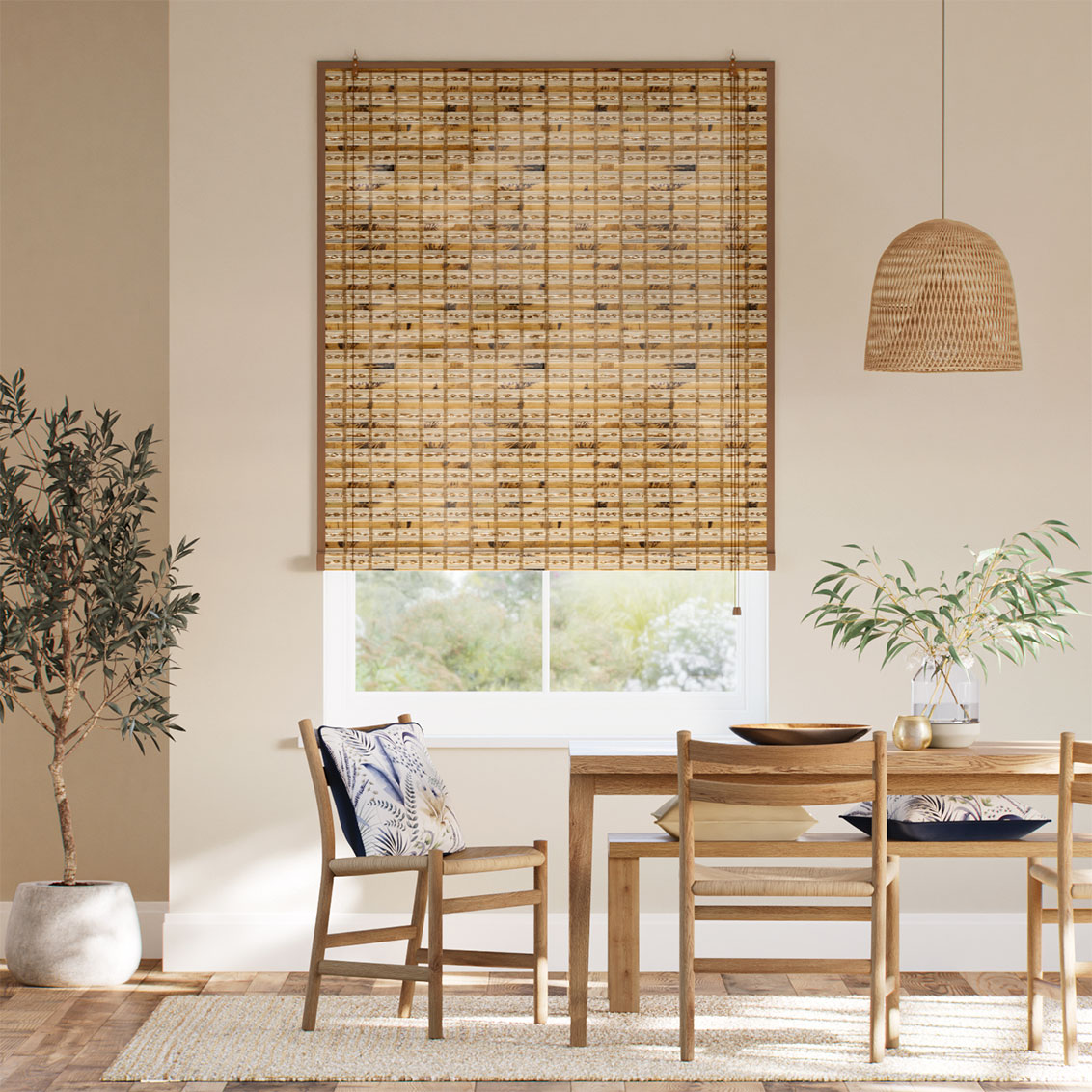 ジャワ シダー＆デメララ すだれ ロールアップスクリーン