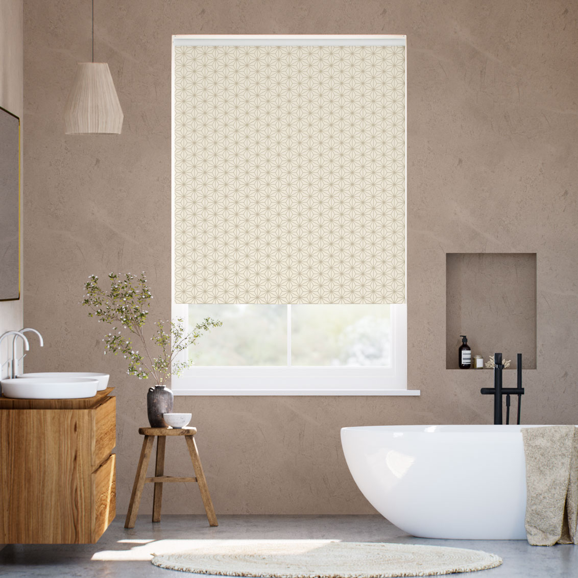 麻の葉 白茶 ロールスクリーン