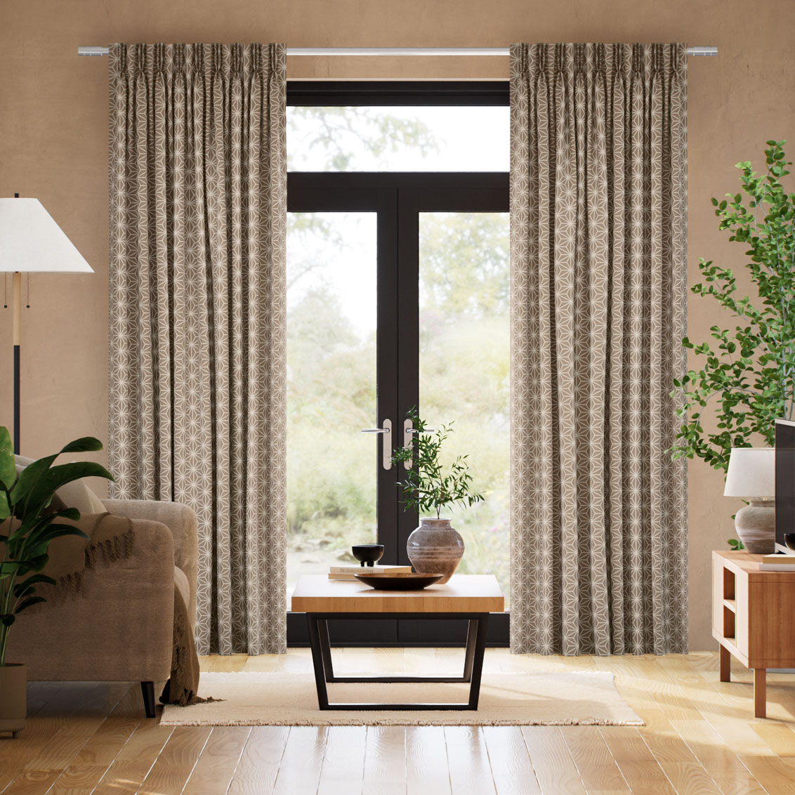 麻の葉 楓 カーテン