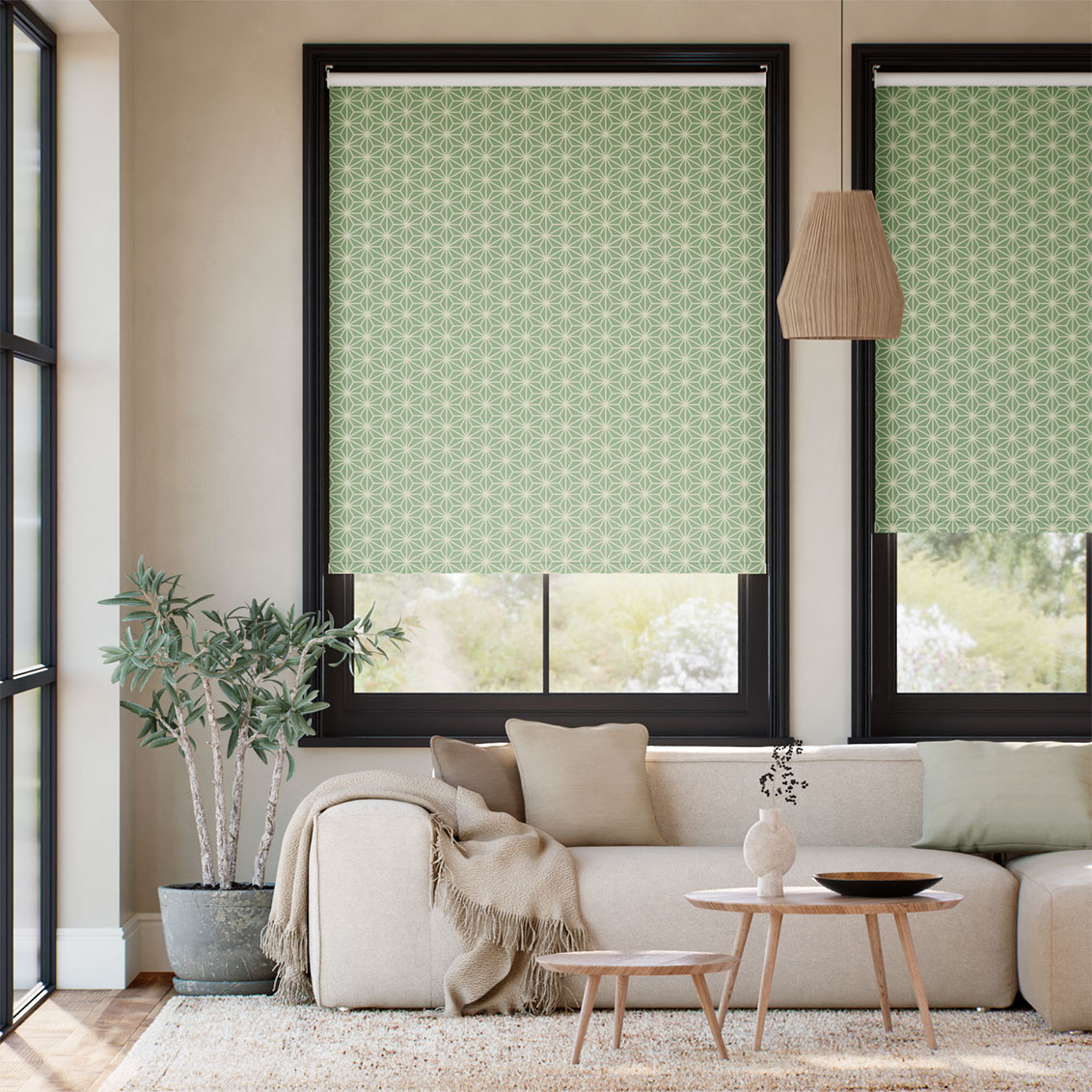 麻の葉 若草 ロールスクリーン