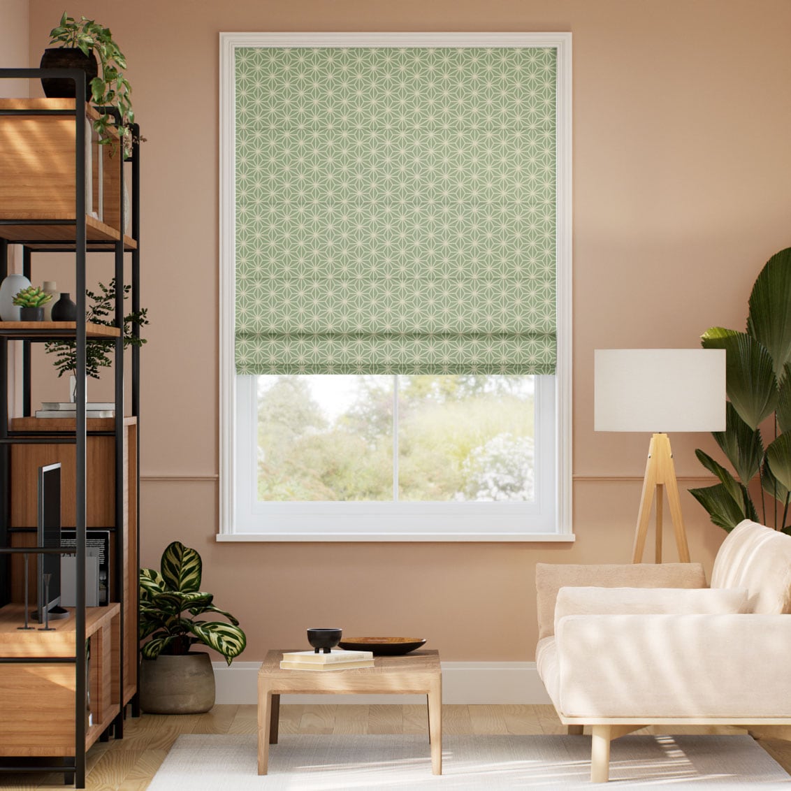 麻の葉 若草 ローマンシェード