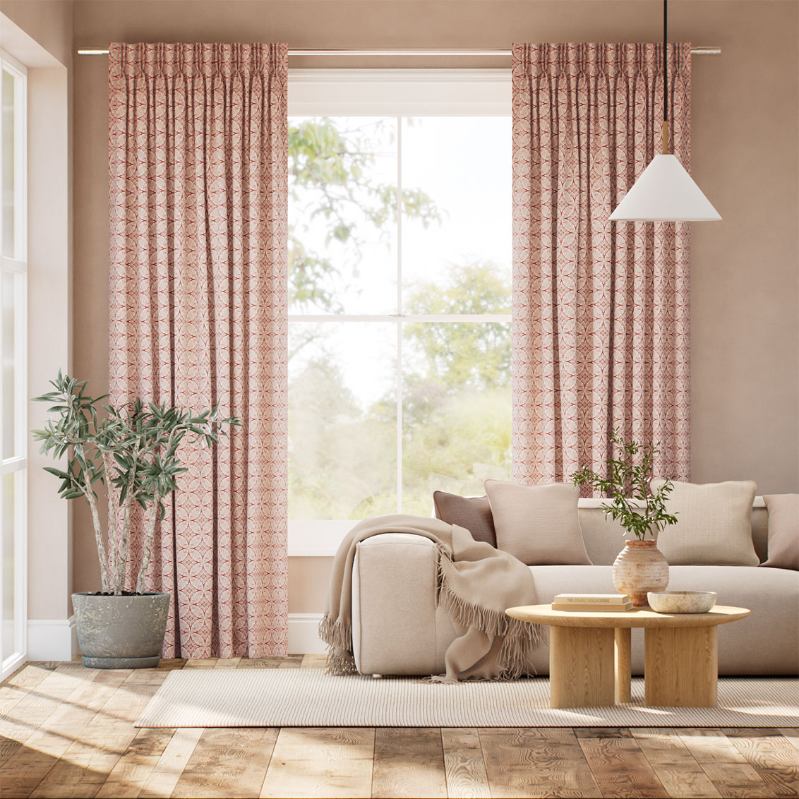 鳥結び 茜 カーテン