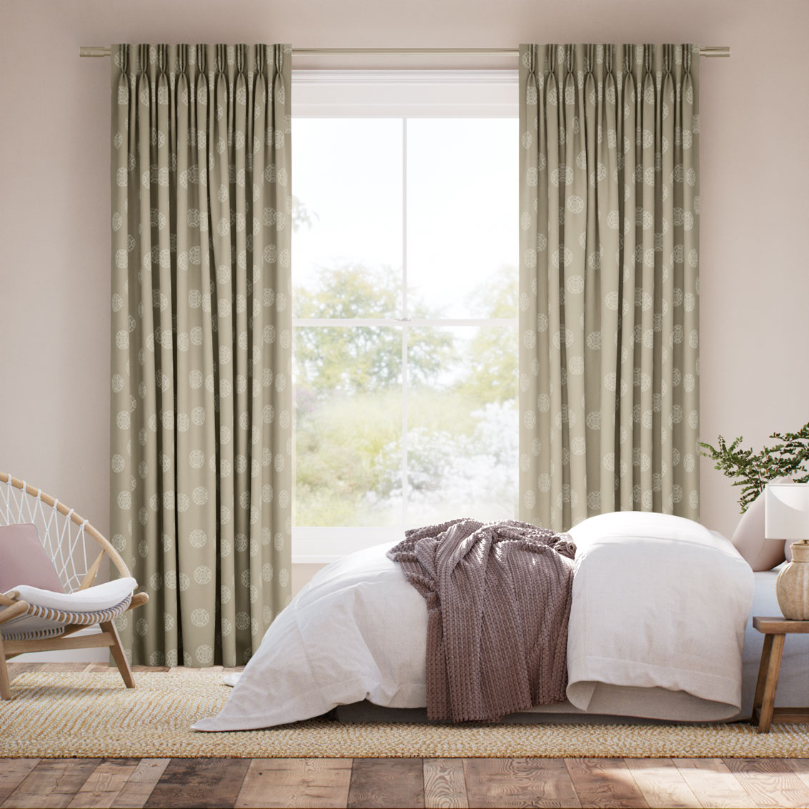 和蝶 亜麻 カーテン