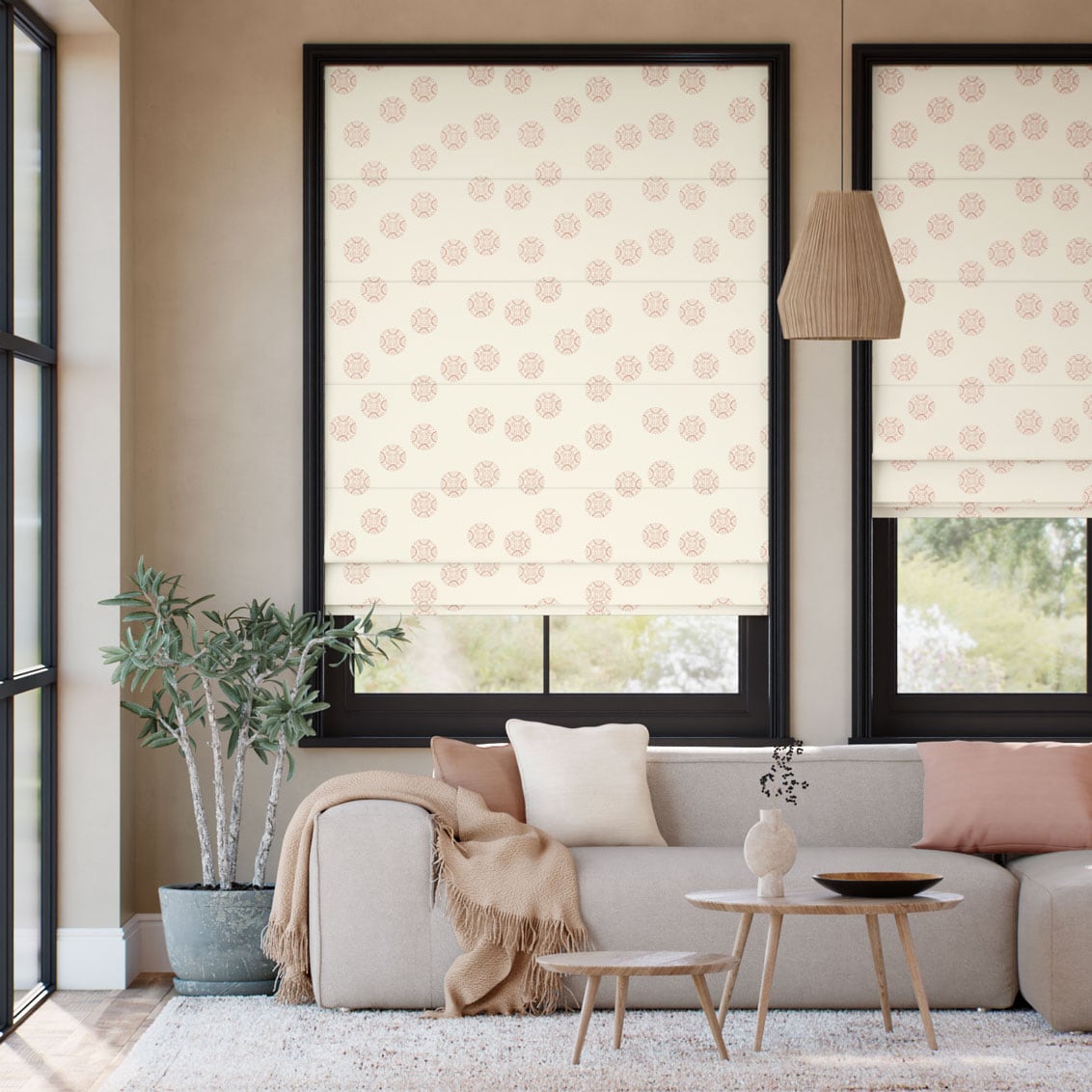 和蝶 紅赤 ローマンシェード