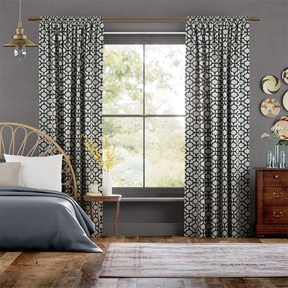 ラティス ネイビーブルー カーテン