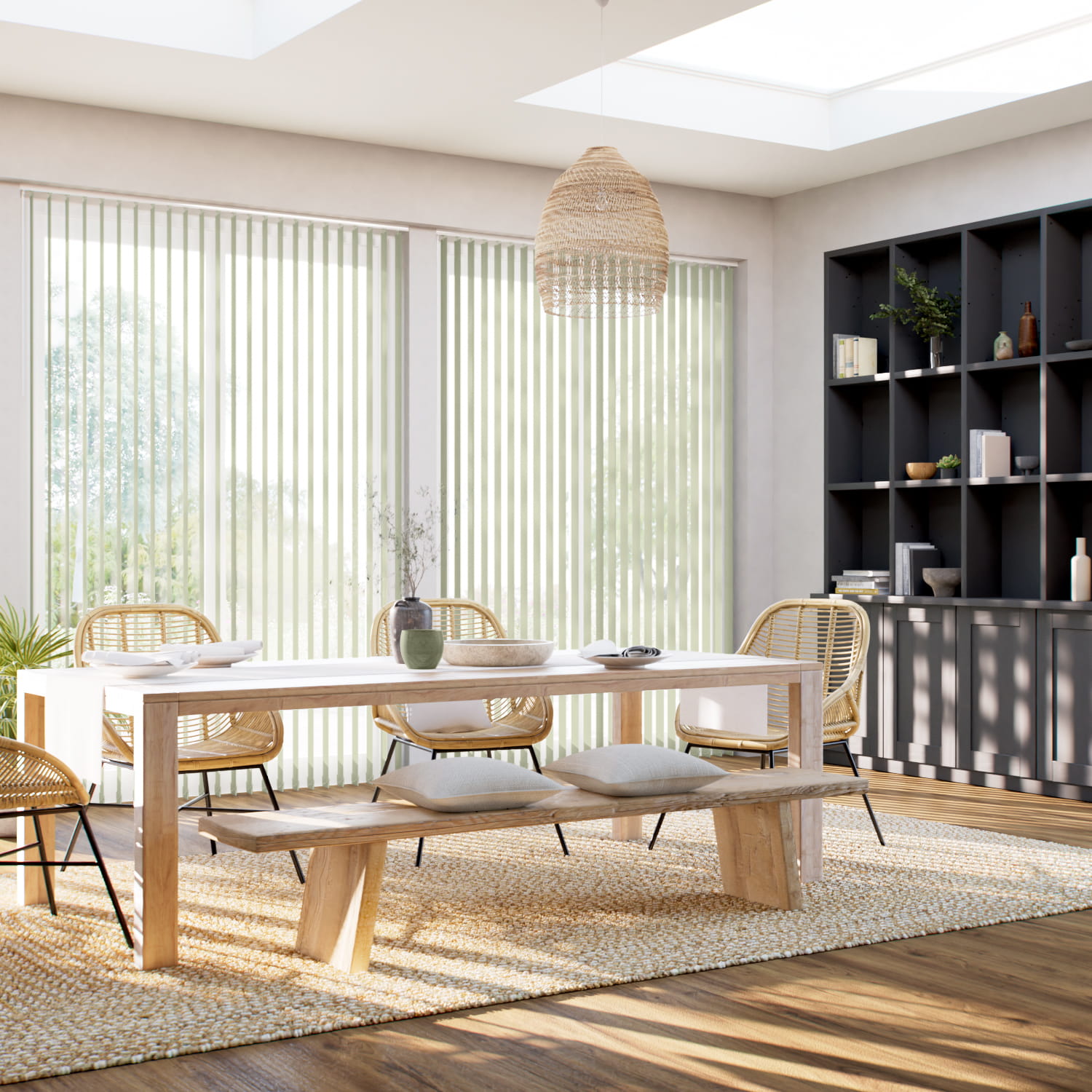 遮光 ナチュラルホワイト バーチカルブラインド カーテンレール取付可