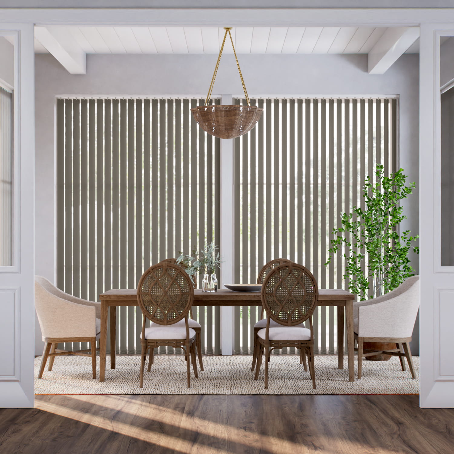 遮光リネン ブラウン バーチカルブラインド