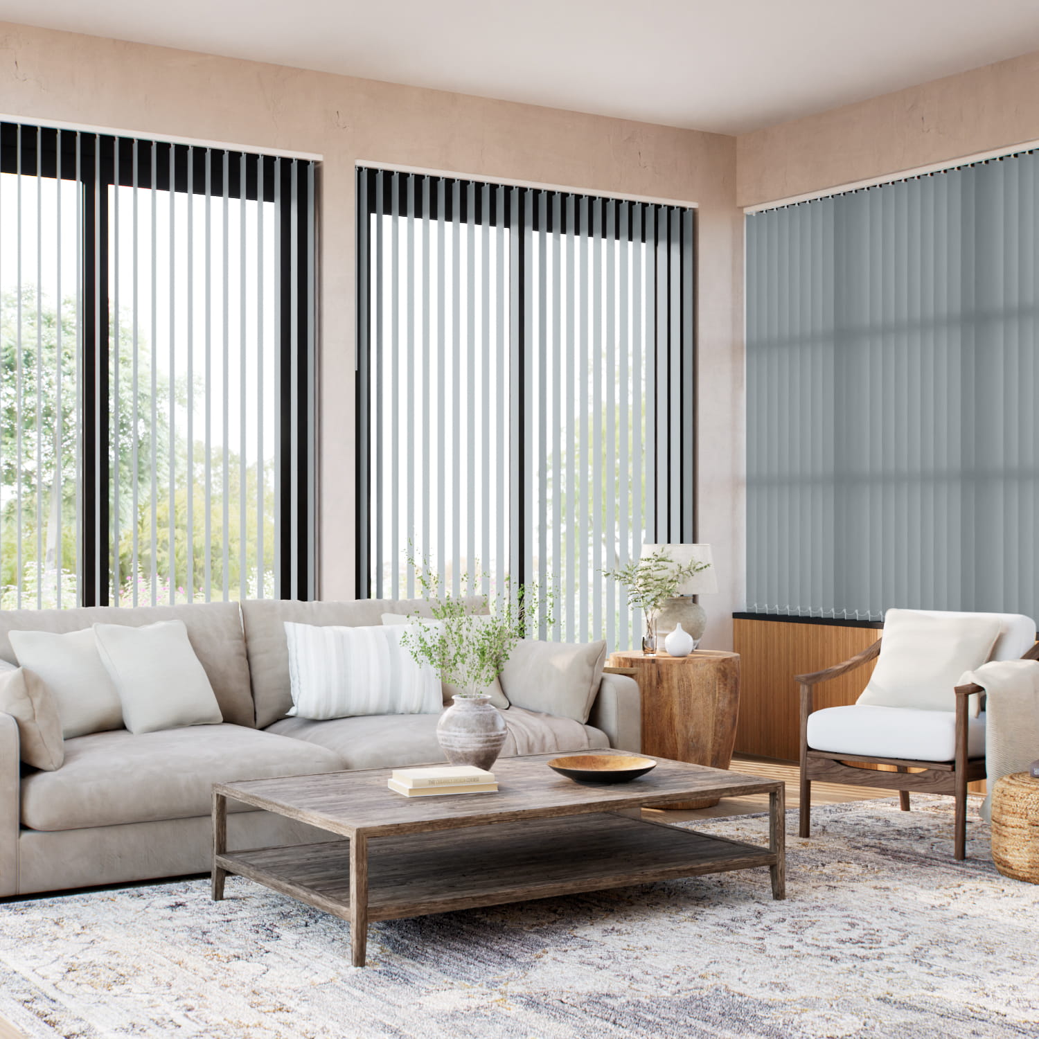 遮光リネン グレー バーチカルブラインド