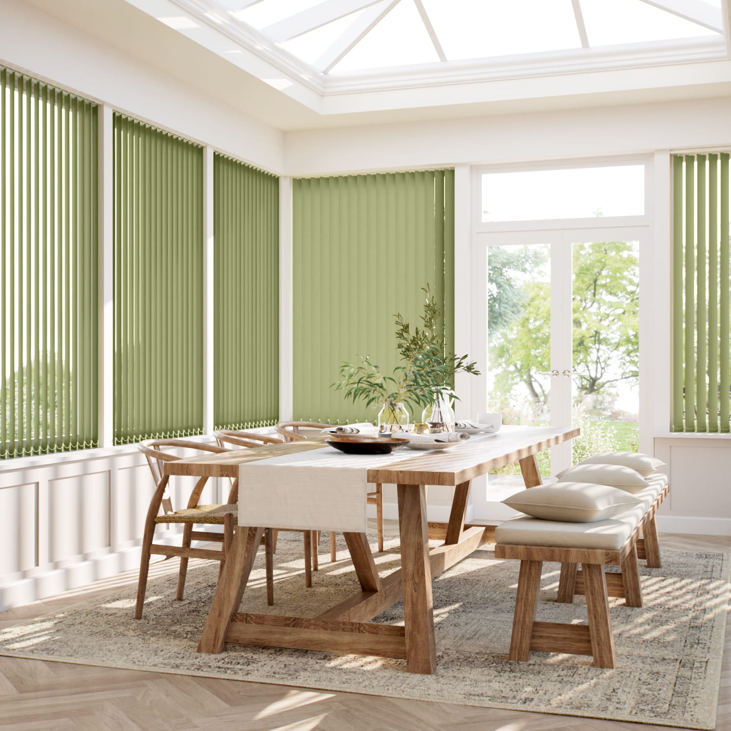 遮光リネン グリーンティ バーチカルブラインド