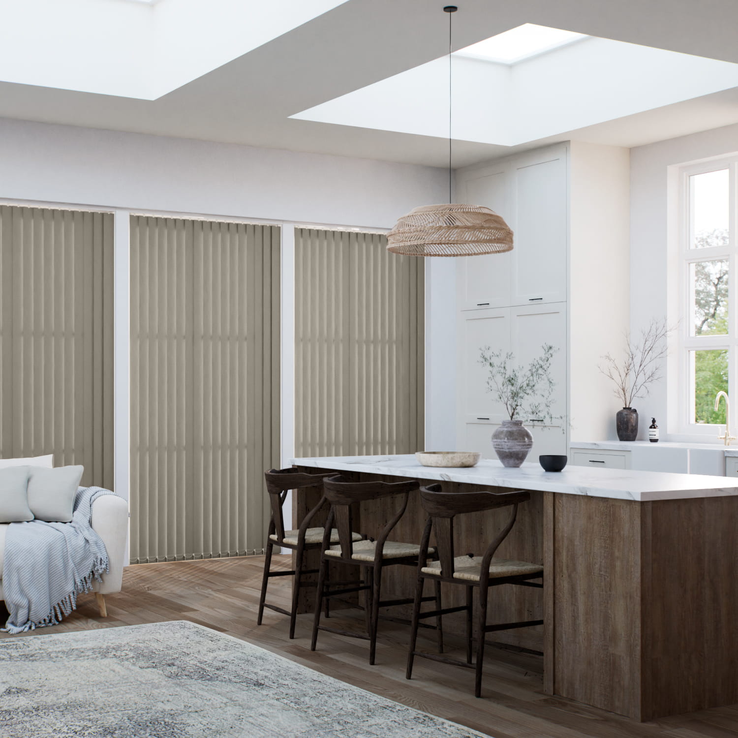 遮光リネン ナチュラルブラウン バーチカルブラインド