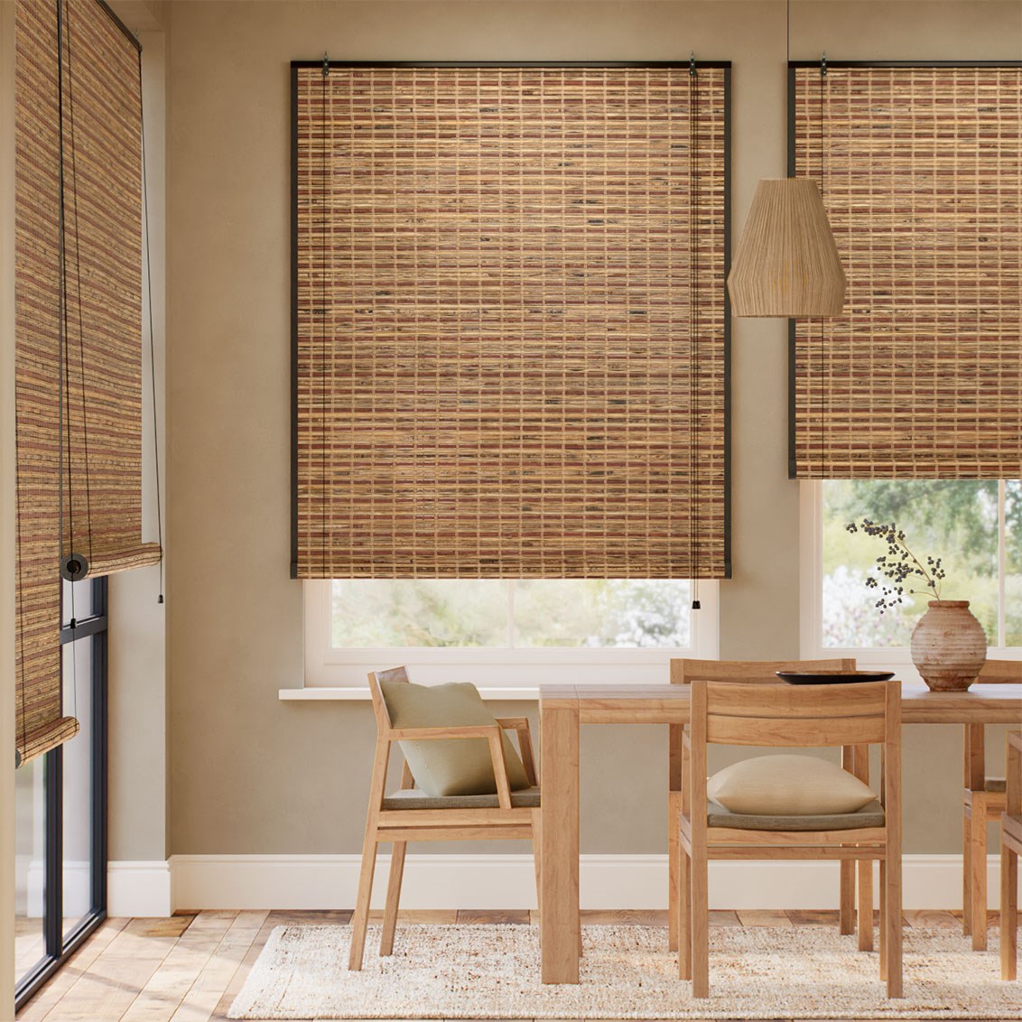 ロレト チェストナッツ＆エイコーン すだれ ロールアップスクリーン