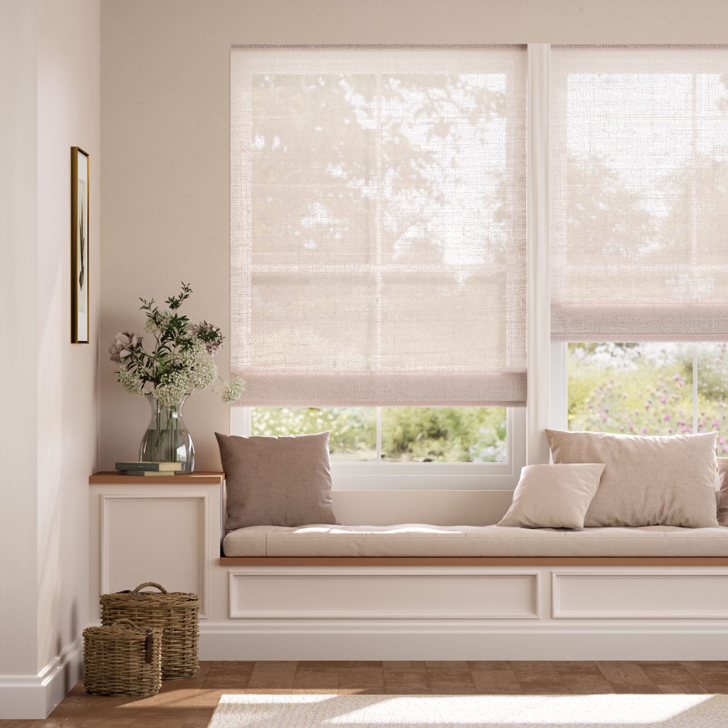 ルミエ　アリエル　チェリーブロッサム　裏地なし ローマンシェード