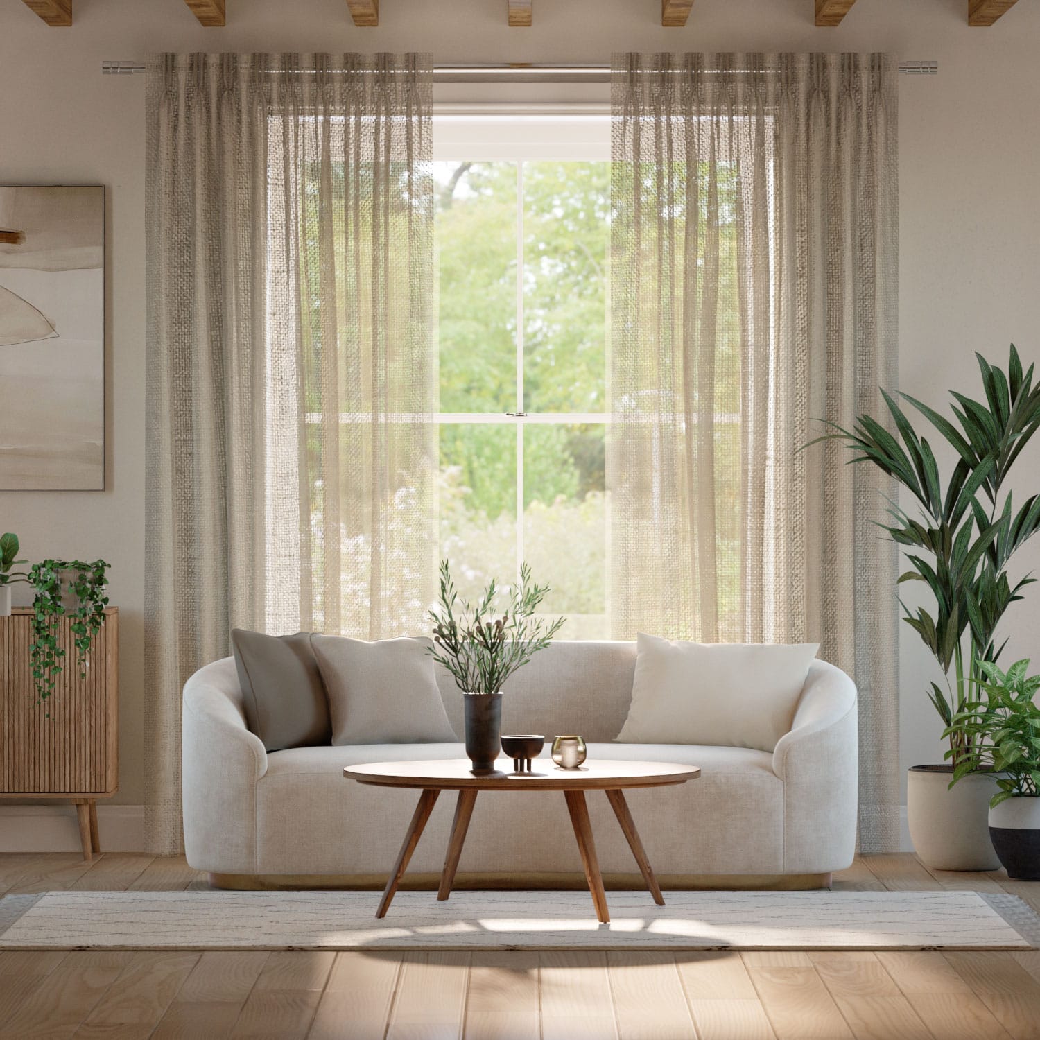 ルミエ　アリエル　ライ　裏地なし カーテン