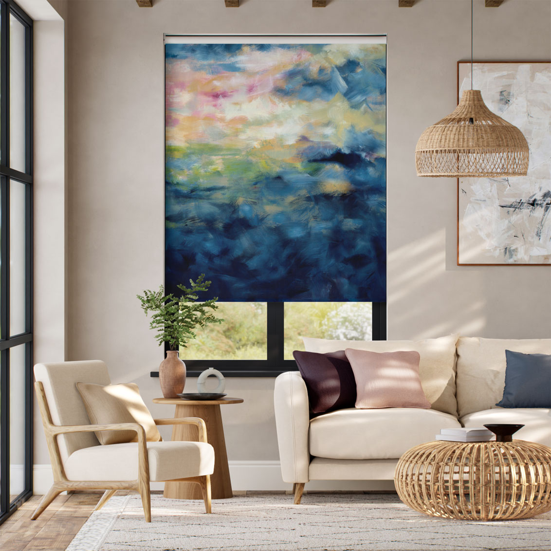 ナイロビ スカイブルー ロールスクリーン