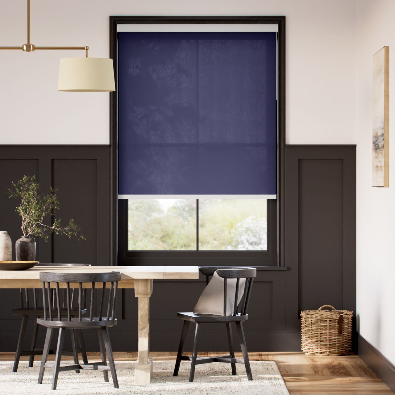 非遮光 レッドブルー ロールスクリーン