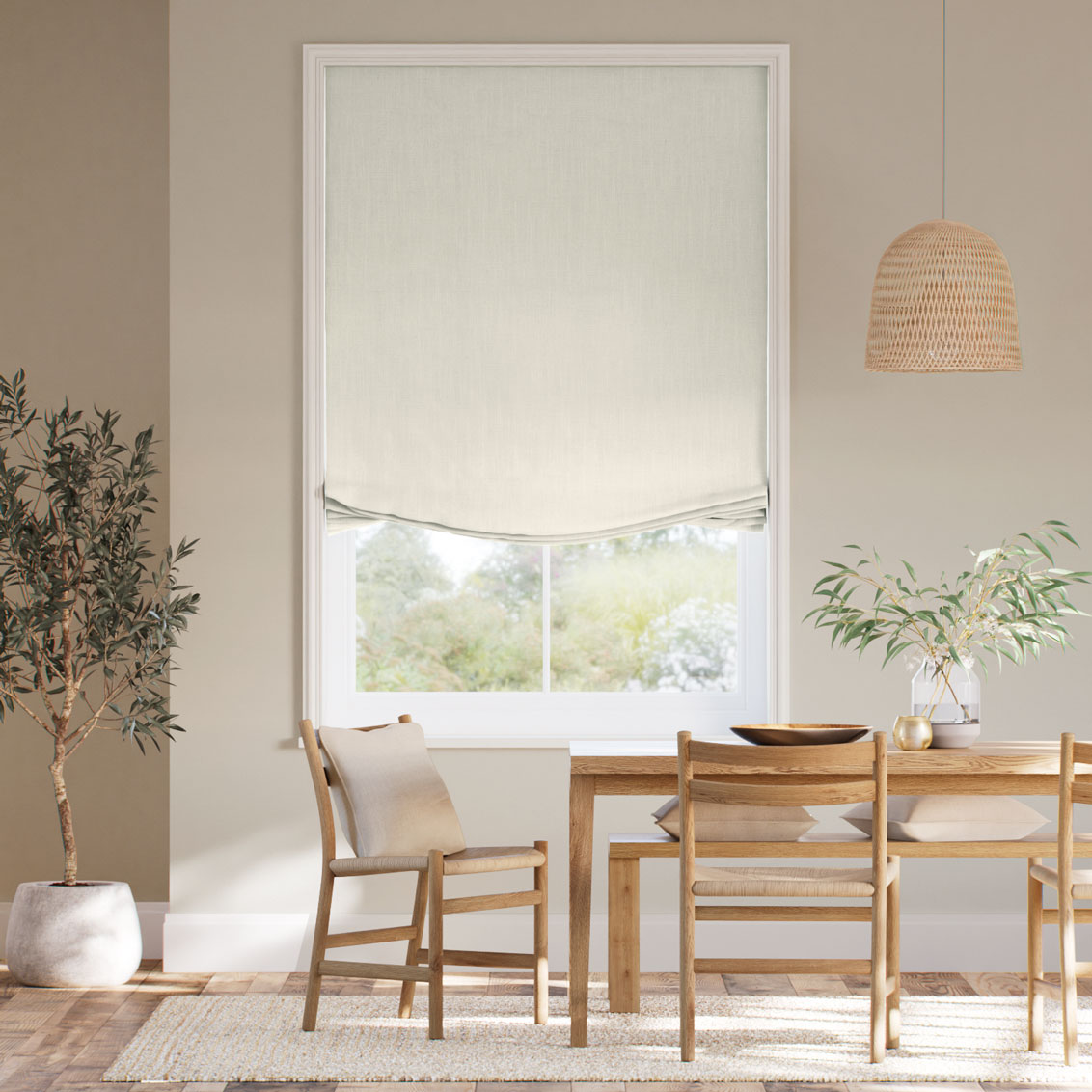パレオリネン ビンテージクリーム リラックス ローマンシェード