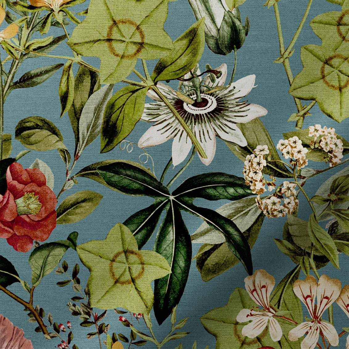 パシフローラー ベルベット ティールブルー ロールスクリーン