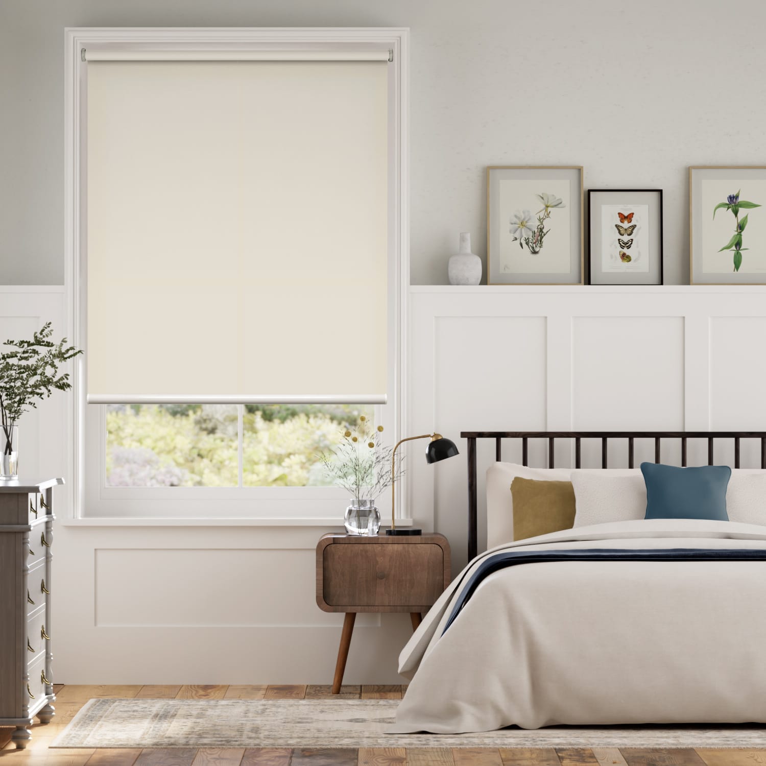 プルコード 遮光 ボーンホワイト ロールスクリーン