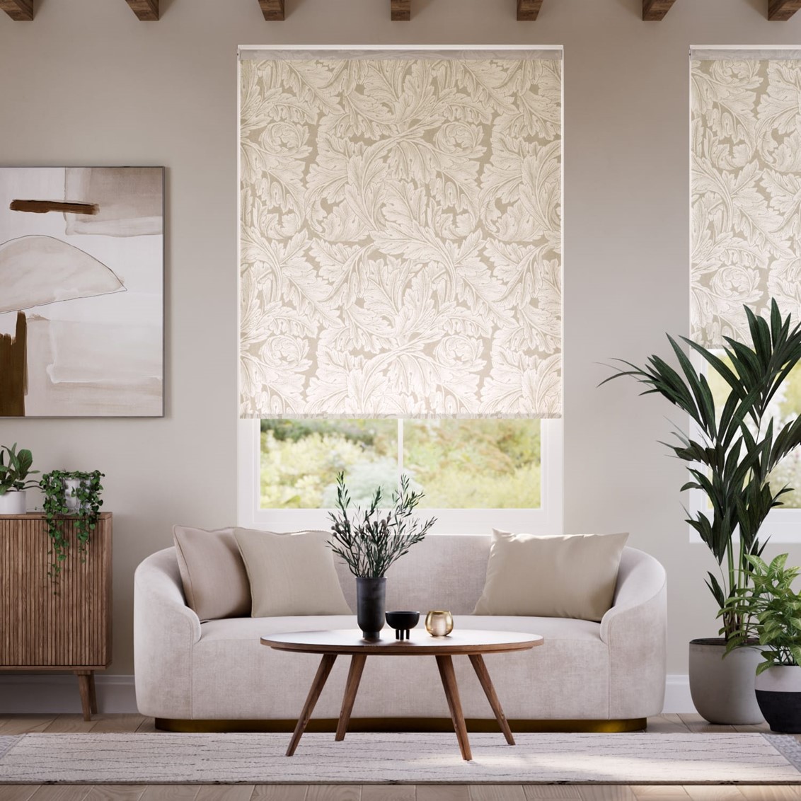 プルコード ウィリアムモリス アカンサス ソフトゴールド ジャガード織 ロールスクリーン