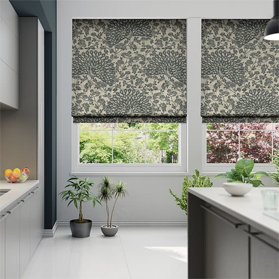 ピニオンヴィンテージリネン　ストーン ローマンシェード