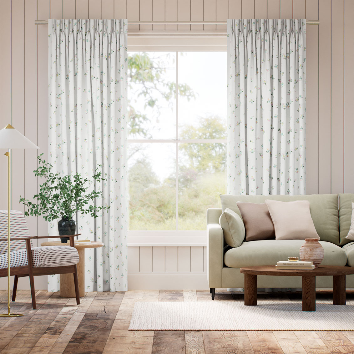 ポージー・コサージュ クリーム カーテン