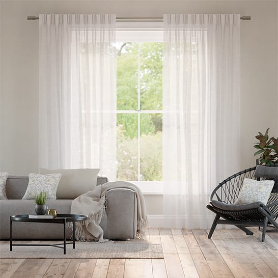 リズムボイル　アークティックホワイト レースカーテン