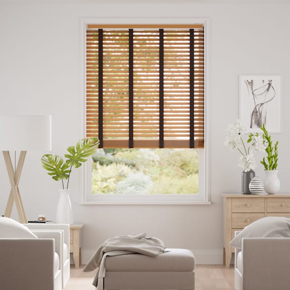 シンプル　ウォームメープル＆ブラウン ウッドブラインド