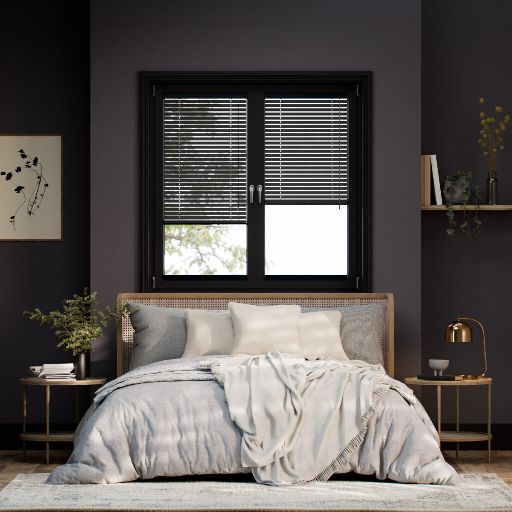 【窓貼りタイプ】エッセンス　ブラックマジック アルミブラインド