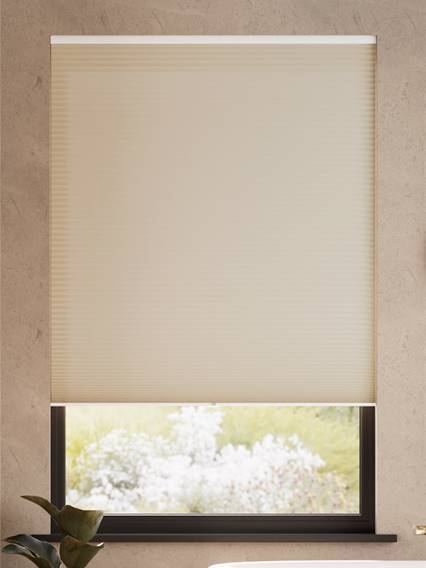 【窓貼りタイプ】遮光 ベージュ コードレス ハニカム Stick2Fit Pleated サムネイル写真