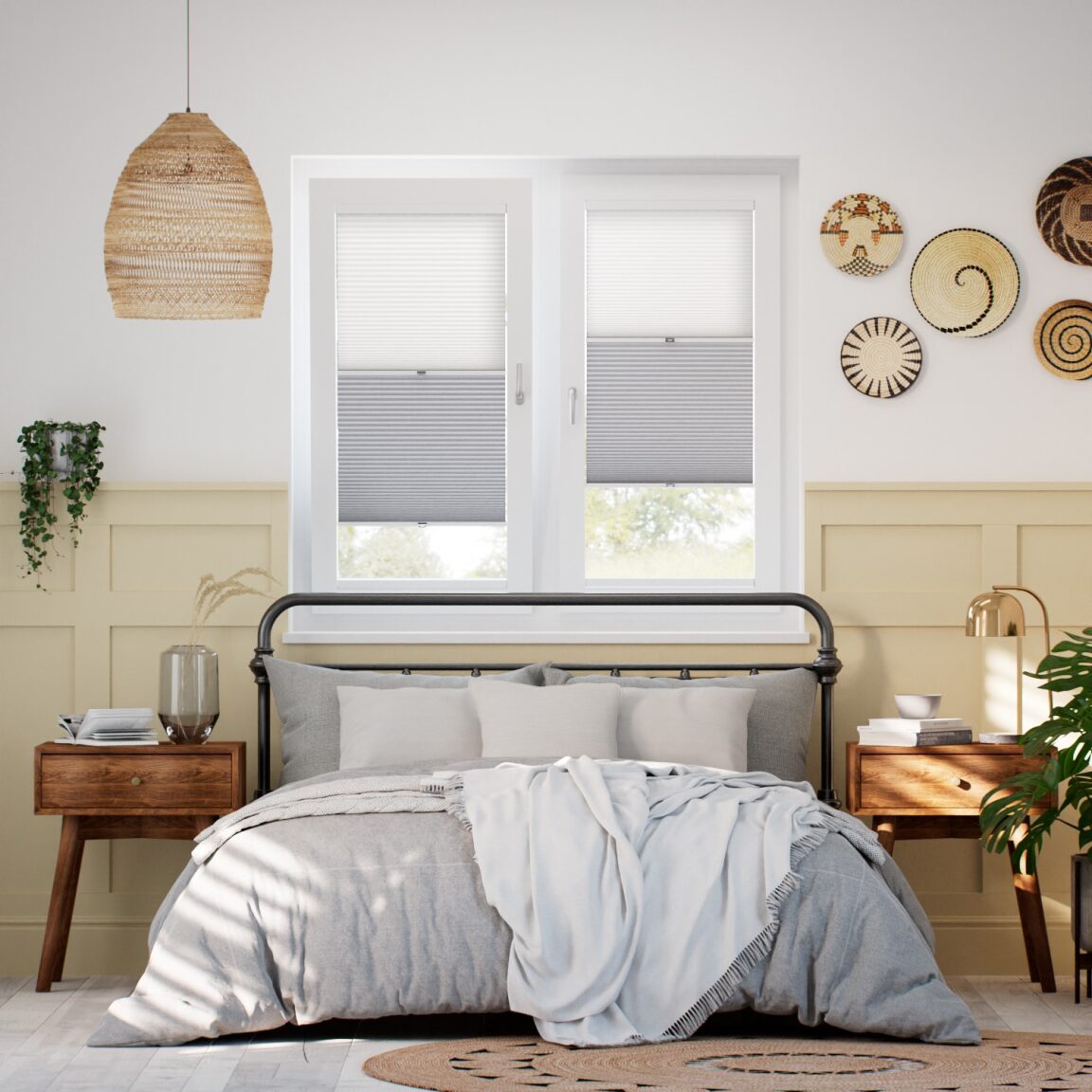 【窓貼りタイプ】ツインハニカム スレートブルー シェード