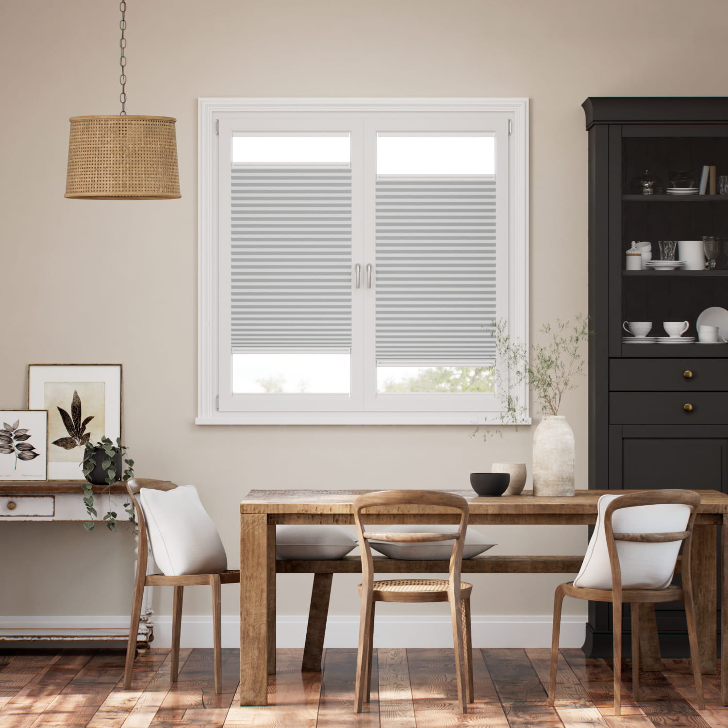 【窓貼りタイプ】採光 フロスト ホワイト プリーツスクリーン