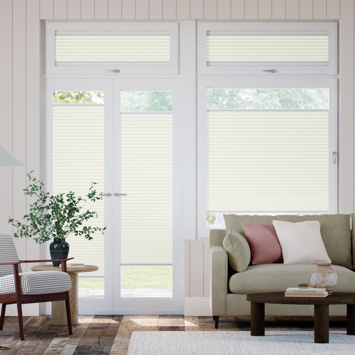 【窓貼りタイプ】採光 クロテッドクリーム ハニカム シェード