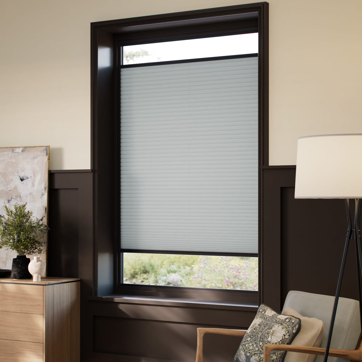 窓貼りタイプ】採光 ニッケル・グレー ハニカム シェード