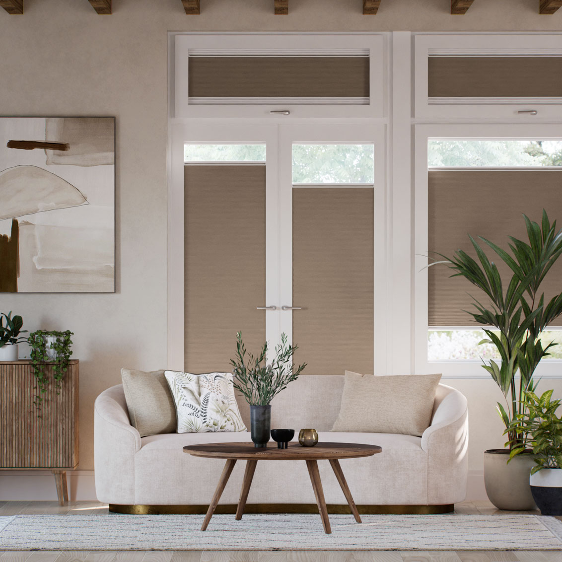 【窓貼りタイプ】遮光 チョコレート ハニカム シェード